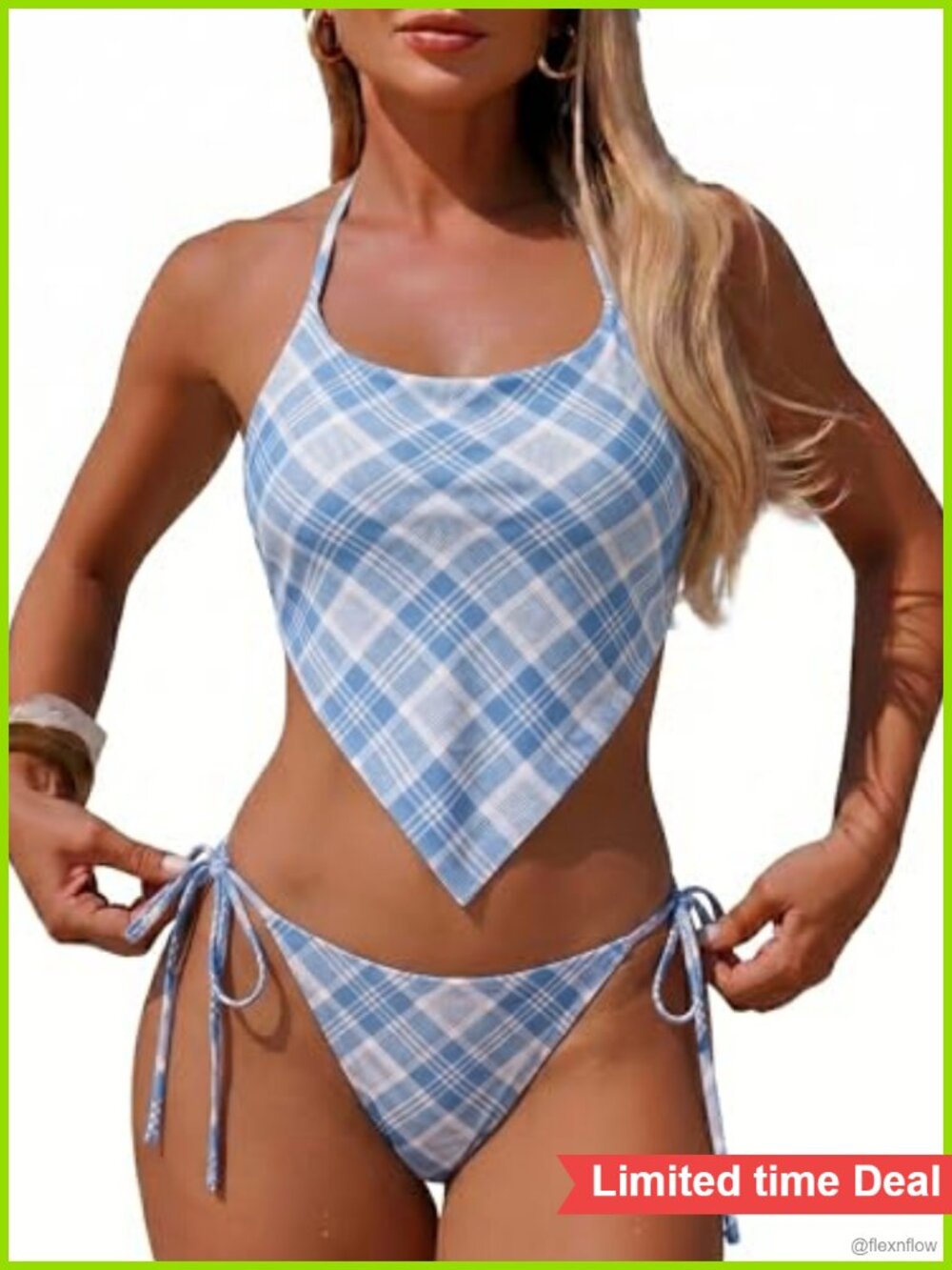 Women's Tankini Set Sleeveless Halter Tie Side Cheeky Thong Two Piece Swimsuit